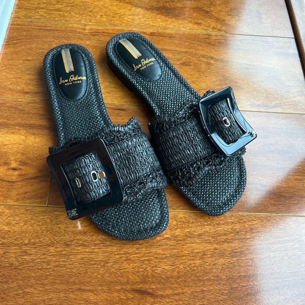 Sam Edelman black raffia sandals